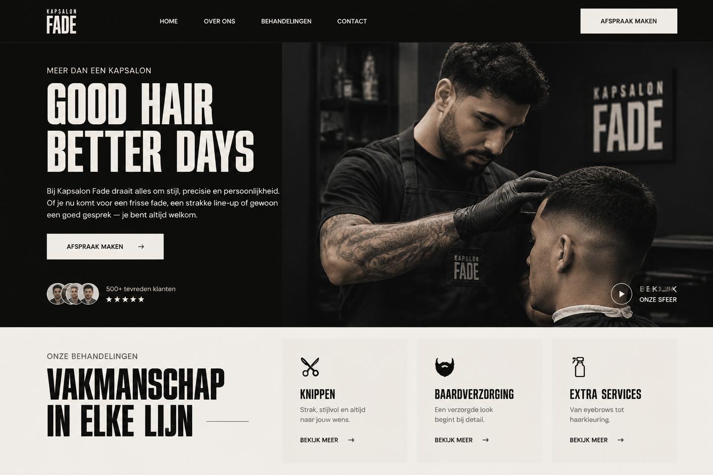 Demo concept website voor een barbershop